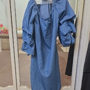 Robert Louis Stylish Blue Long Sleeve Dress